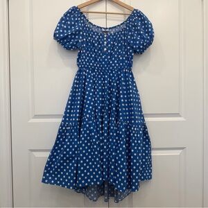 Caroline Constas Polka Dot Puff Sleeve Midi Dress Size Large